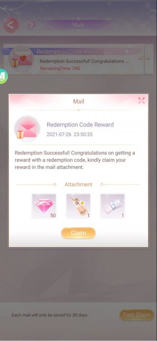 Starry Love redeem code reward
